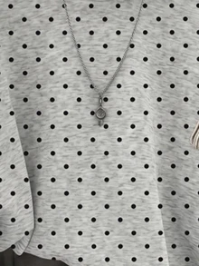 SHEIN EZwear 女款條紋落肩長袖休閒運動衫 - 灰色 - 查看 4
