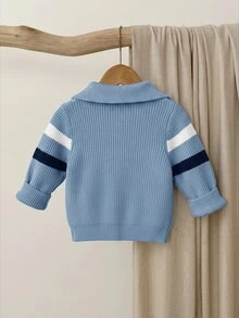 Blossori Baby Boy Autumn/Winter Mori Style Collared Striped Sweater - Multicolor - View 2