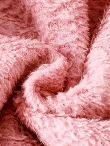 Genkimix Kids Young Girls Cute Casual Cami Jumpsuit & Fluffy Fuzzy Cardigan Jacket 2pcs Set Pink Heart Embossed Lapel Coat Black Rib Knit Long Slit Pants Outfits - Pink - View 6
