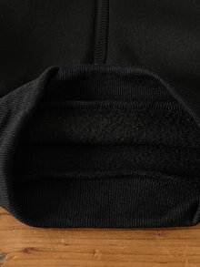 SHEIN 新生兒男嬰休閒簡約寬鬆半拉鍊立領運動休閒上衣與運動風運動長褲套裝，黑色，秋季度假款 - 黑色 - 查看 3