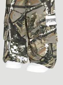 SHEIN Baby Boy Camouflage Cargo Pants Casual Loose Fit Straight Leg Jeans With Branch Pattern,Holiday,Summer,Travel Autumn Fall - Multicolor - View 4