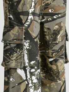 SHEIN Baby Boy Camouflage Cargo Pants Casual Loose Fit Straight Leg Jeans With Branch Pattern,Holiday,Summer,Travel Autumn Fall - Multicolor - View 3