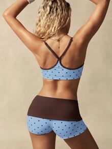VARSIVA Women's Polka Dot Camisole Top And Shorts Casual Daily Sports Set - Blue - View 10
