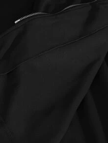 SHEIN Clasi 女款大尺碼基礎款高領抽繩拉鍊開襟兩件套 秋季 - 黑色 - 查看 7