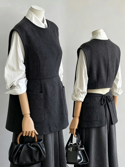 FRIFUL Women's Solid Color Versatile Daily Wear Vest Jacket