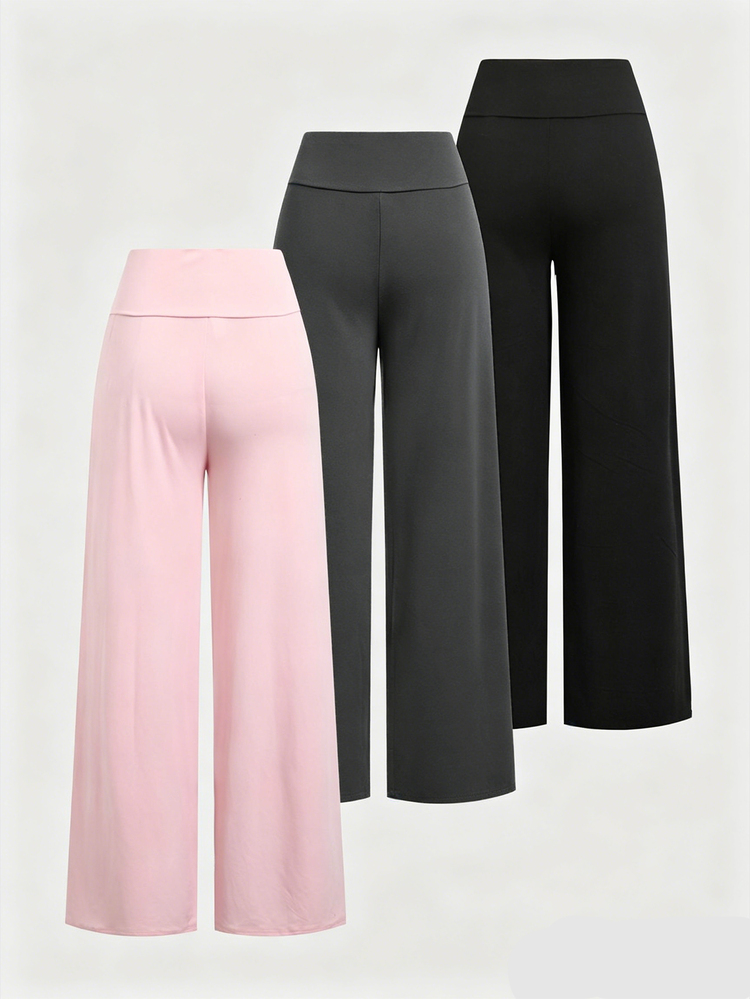 SHEIN Teen Girls Teen Girl Black Pink Grey Dark 3pcs -Color Sports Long Pants Casual Cute Baggy Daily Versatile Streetwear Formal Work Autumn - Multicolor - View 2