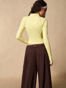 VARSIVA Women's Solid Color Zipper Casual Versatile Daily Travel Sports Jacket - Yellow - View 8