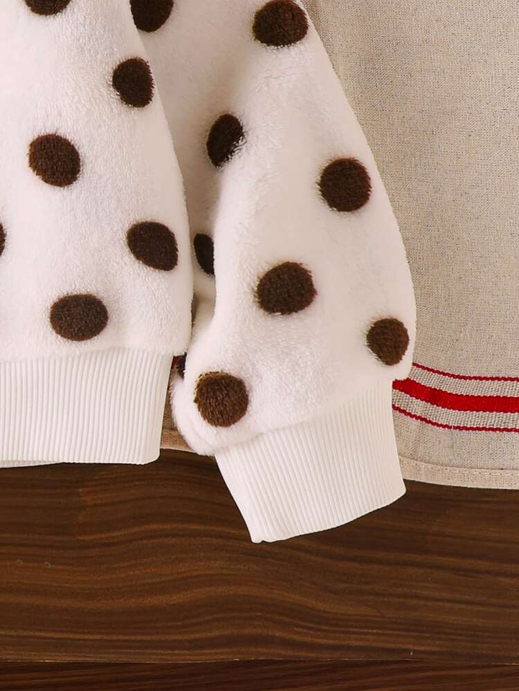 Elladie kids Young Girls White Faux Fur Stand Collar Long Sleeve Zip-Up Jacket, Casual Fashion Slouchy Outerwear For Daily Wear, Spring Autumn Winter Fall Clothes - White - View 4