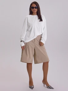 MUSERA Top de manga larga blanco talla grande para mujer, conjunto casual de invierno y otoño - Blanco - Ver 2