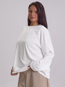 MUSERA Top de manga larga blanco talla grande para mujer, conjunto casual de invierno y otoño - Blanco - Ver 3