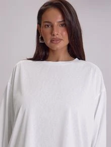 MUSERA Top de manga larga blanco talla grande para mujer, conjunto casual de invierno y otoño - Blanco - Ver 5