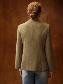 MOTF PREMIUM WOMEN'S TIE FRONT SINGLE-BREASTED OVERCOAT - Khaki - View 3