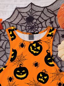 SHEIN EZwear 萬聖節女性派對幽靈微笑臉印花短版背心，性感修身，適合夏季穿著 - 彩色 - 查看 3