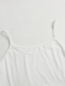 SHEIN Clasi 大码女式纯色荷叶边下摆吊带背心，夏季 - 彩色 - 查看 7