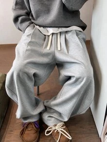 STEELVANCE Men's Casual Versatile Drawstring Waist Pants - Light Grey - View 3