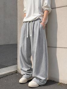 STEELVANCE Men's Casual Versatile Drawstring Waist Pants - Light Grey - View 8