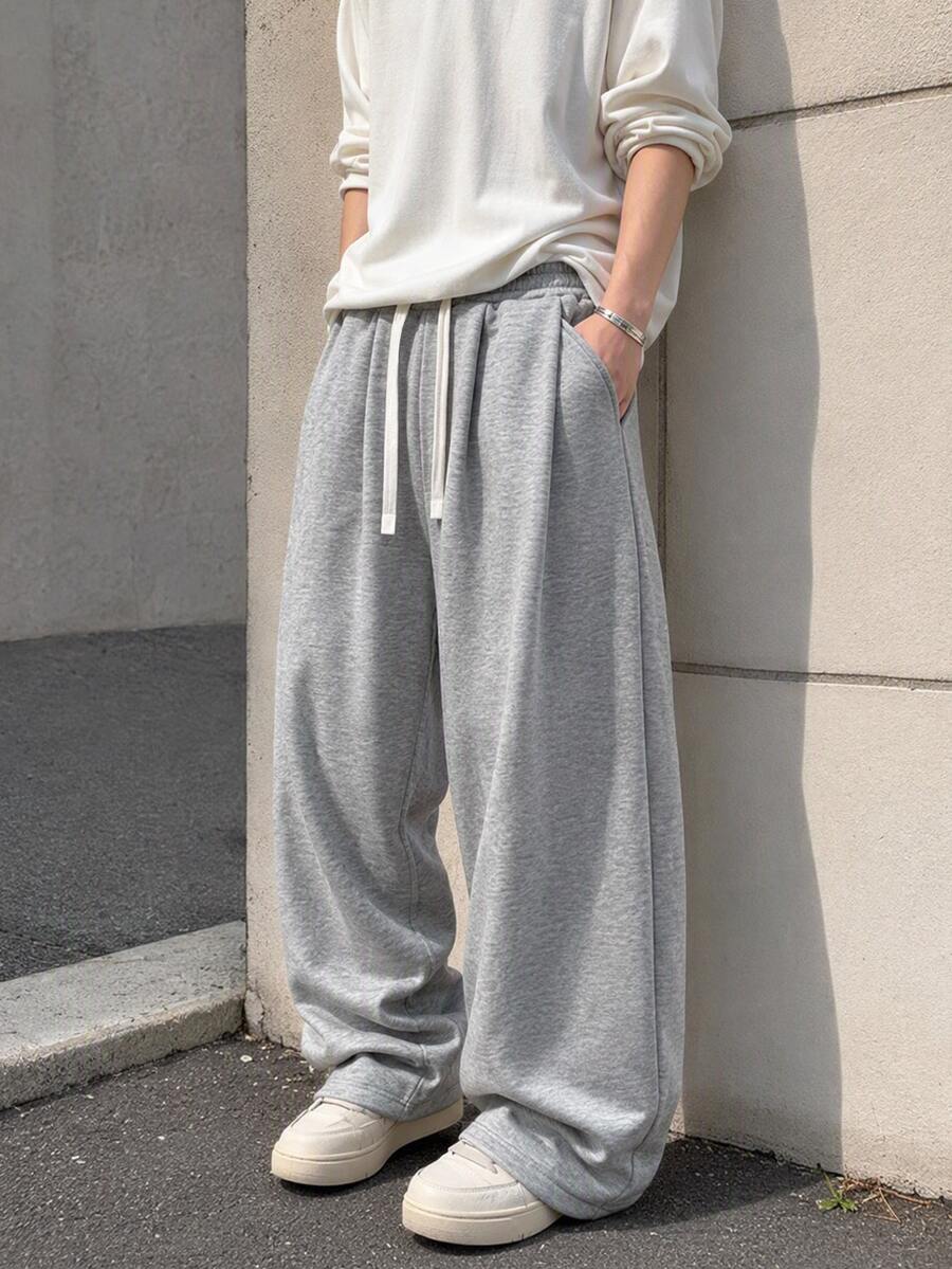 STEELVANCE Men's Casual Versatile Drawstring Waist Pants - Light Grey - View 1