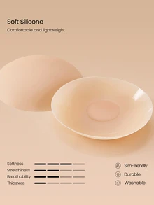 GLOWMODE 2-Pack Soft Silicone Invisible Glow Pasties With Seamless Nipple Cover & Reusable Adhesive Support & Drawstring Storage Bag Daily Casual - Light Beige - View 7