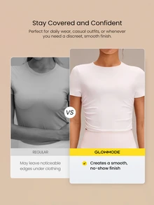 GLOWMODE 2-Pack Soft Silicone Invisible Glow Pasties With Seamless Nipple Cover & Reusable Adhesive Support & Drawstring Storage Bag Daily Casual - Light Beige - View 3