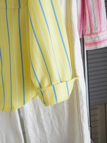 SHEIN 青少年女孩條紋輕量防曬襯衫，春夏季、度假、夏季、旅行 - 黃色 - 查看 5