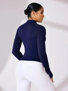 Easithlete Easithlete Half Zip Raglan Sleeve Sports Sweatshirt - Navy Blue - View 2