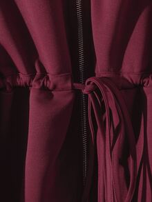 SHEIN Clasi GlowEve Women Plus Size Basic High Neck Drawstring Zip-Up 2 Pieces Set Fall - Maroon - View 6