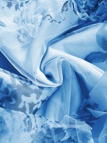 SHEIN Clasi Spring/Summer Bestseller Elegant Floral Print Mesh Tiered Plus Size Skirt Fall - Blue - View 7