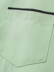 Manfinity Mode 男士素色休閒正式襯衫，極簡風格適合日常穿著，適合秋季，長袖上衣，儀式用 - 橄欖綠 - 查看 6