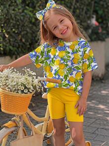 Emery Rose Kids Emery Rose Kids 女童休閒極簡短袖上衣與短褲兩件套，適合夏季 - 彩色 - 查看 5