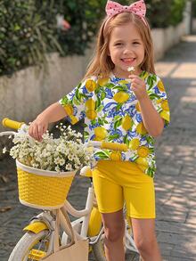 Emery Rose Kids Emery Rose Kids 女童休閒極簡短袖上衣與短褲兩件套，適合夏季 - 彩色 - 查看 9
