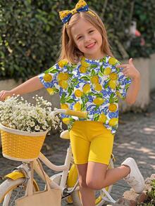 Emery Rose Kids Emery Rose Kids 女童休閒極簡短袖上衣與短褲兩件套，適合夏季 - 彩色 - 查看 6