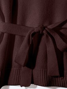 Franclia 2件套女士高端优雅针织毛衣，白色，秋冬 - 咖啡棕 - 查看 6