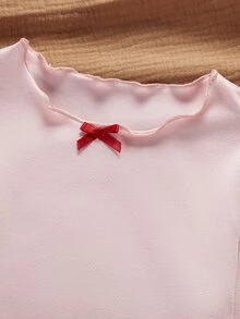 女童長袖上衣格紋長褲居家休閒套裝 - 粉色 - 查看 8