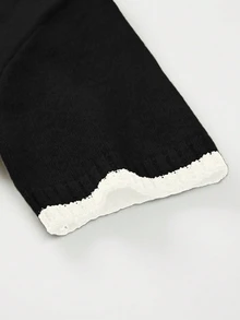 SHEIN Franclia New Summer Minimalist Personalized Patchwork Contrast Color Elegant Knit Top For Women - Black - View 7