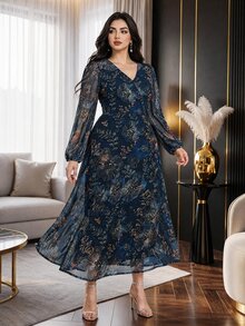 Modelyn Plus Size Elegant Party Floral Print Dress - Multicolor - View 7