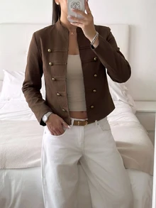 Women Coats - Brown - View 4
