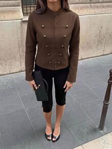 Women Coats - Brown - View 7