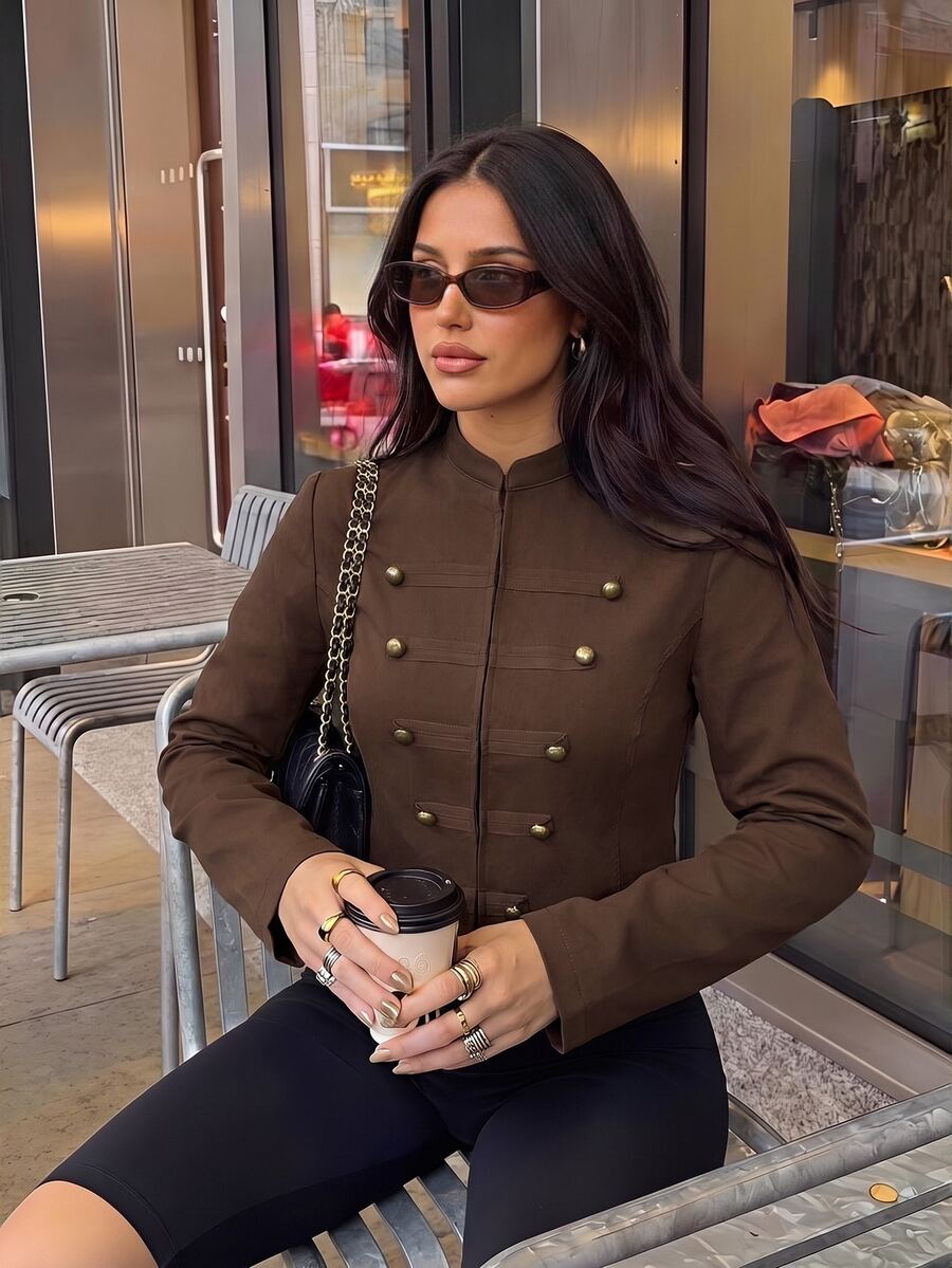 Women Coats - Brown - View 1