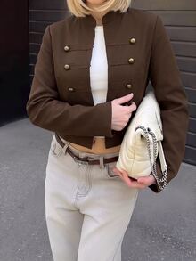 Women Coats - Brown - View 5