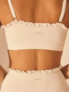 Aralina Women's Solid Color Ruffle Hem Camisole And Leggings Sports Suit - White - View 5