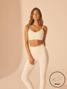 Aralina Women's Solid Color Ruffle Hem Camisole And Leggings Sports Suit - White - View 1