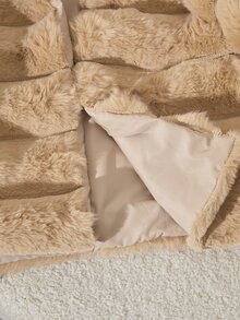Girls' Hooded Jacket, Coat, Long Sleeve, Fleece, Fall Clothes, Made Of Soft Long Plush Rabbit Fur Fabric, Delicate And Fluffy Touch - Khaki - View 8