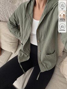 Louniche Women's New Solid Color Comfortable Jacket - Green - View 8