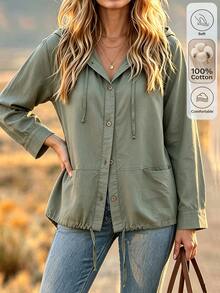 Louniche Women's New Solid Color Comfortable Jacket - Green - View 4