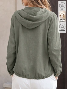 Louniche Women's New Solid Color Comfortable Jacket - Green - View 2