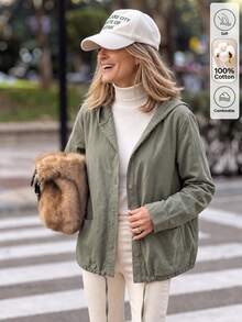 Louniche Women's New Solid Color Comfortable Jacket - Green - View 6