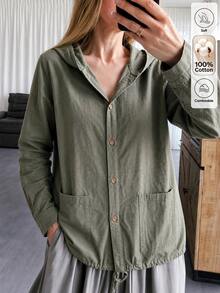 Louniche Women's New Solid Color Comfortable Jacket - Green - View 7