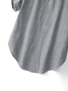 Linhara Plus Size Women's Round Neck Casual Cotton Striped Short Sleeve Comfortable Design Blouse, Suitable For Daily Commute, Spring/Summer - Black and White - View 8