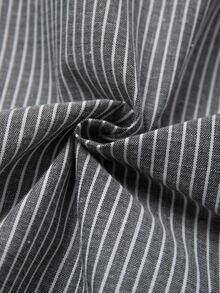 Linhara Plus Size Women's Round Neck Casual Cotton Striped Short Sleeve Comfortable Design Blouse, Suitable For Daily Commute, Spring/Summer - Black and White - View 6
