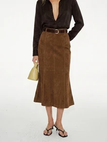 ATUI Studio Rok Retro Fashion Musim Gugur Wanita - Coklat - View 2